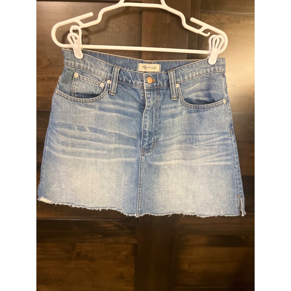 Madewell Denim Mini Skirt Raw Hem Light Wash G3059 Women Size 31
